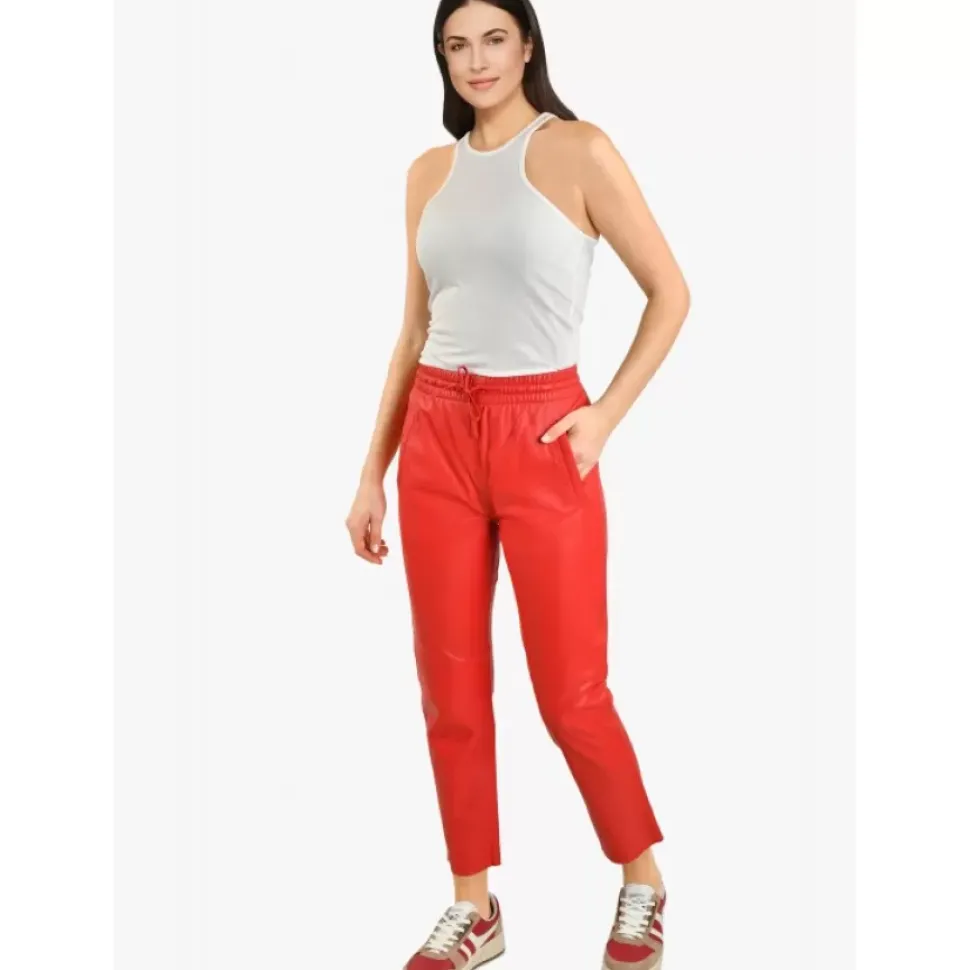 OAKWOOD Pantalons^Gift Rouge Fonce - Pantalon Jogpant Cuir Veritable