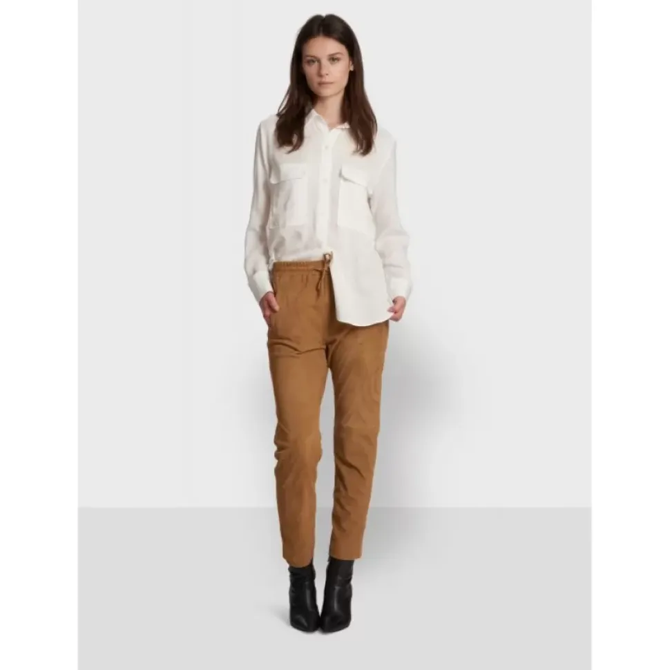 OAKWOOD Pantalons^Gift Tan - Pantalon Jogpant Cuir Veritable Chevre Velours