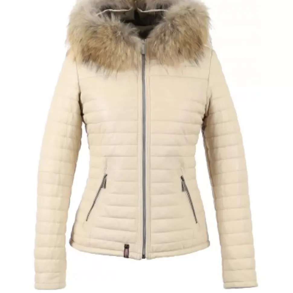 OAKWOOD Doudounes^Happy Coquille - Doudoune En Cuir Veritable A Capuche & Fourrure