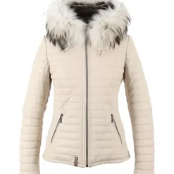 OAKWOOD Doudounes^Happy Ivoire - Doudoune En Cuir Veritable A Capuche & Fourrure