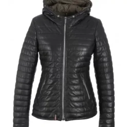 OAKWOOD Doudounes^Happy Noir - Doudoune En Cuir Veritable A Capuche & Fourrure