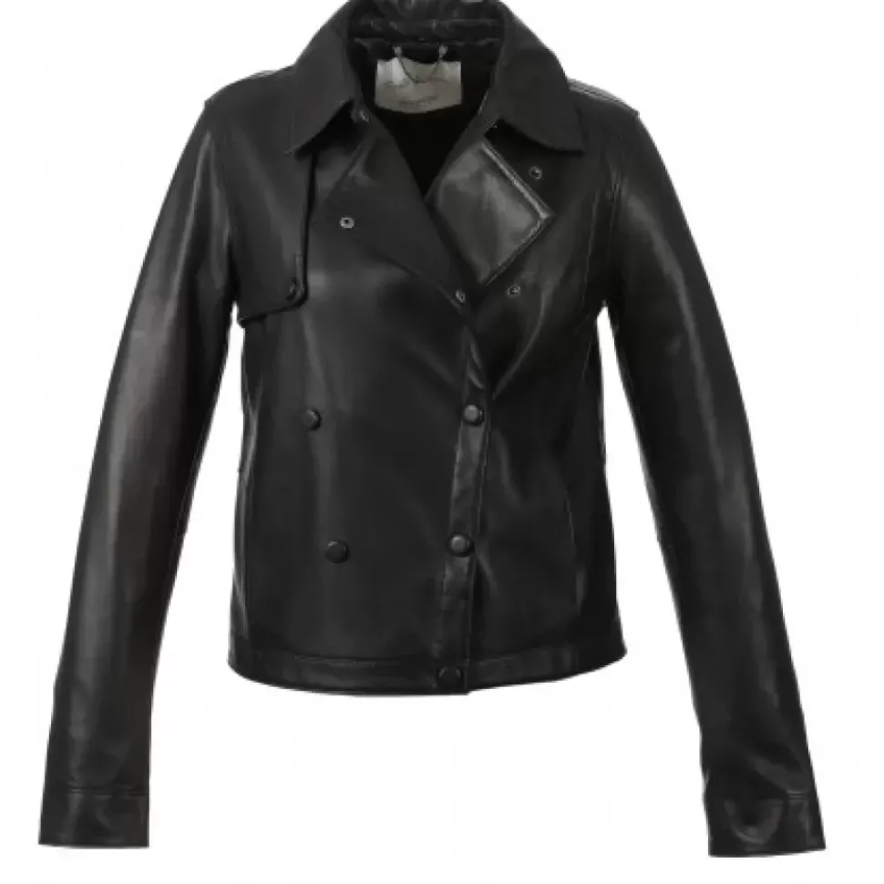 OAKWOOD Vestes^Harmony Noir - Veste Inspiration Trench Fermeture Asymetrique A Pressions
