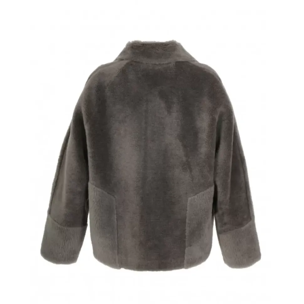 OAKWOOD Vestes^Helen Kaki Fonce - Veste Reversible Effet Peau Lainee