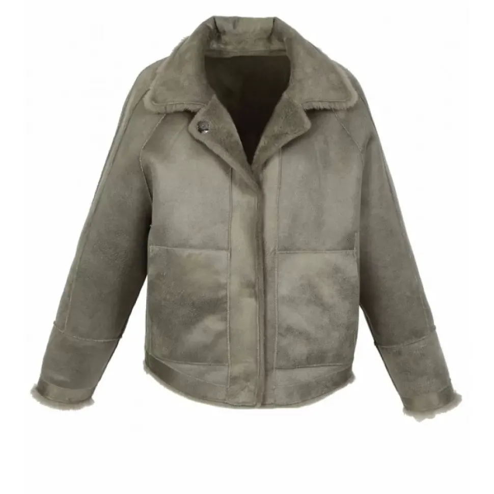 OAKWOOD Vestes^Helen Vert Pale - Veste Reversible Effet Peau Lainee