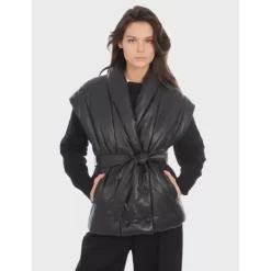 OAKWOOD Gilets^Impulse Noir - Doudoune Courte Sans Manche En Cuir Veritable