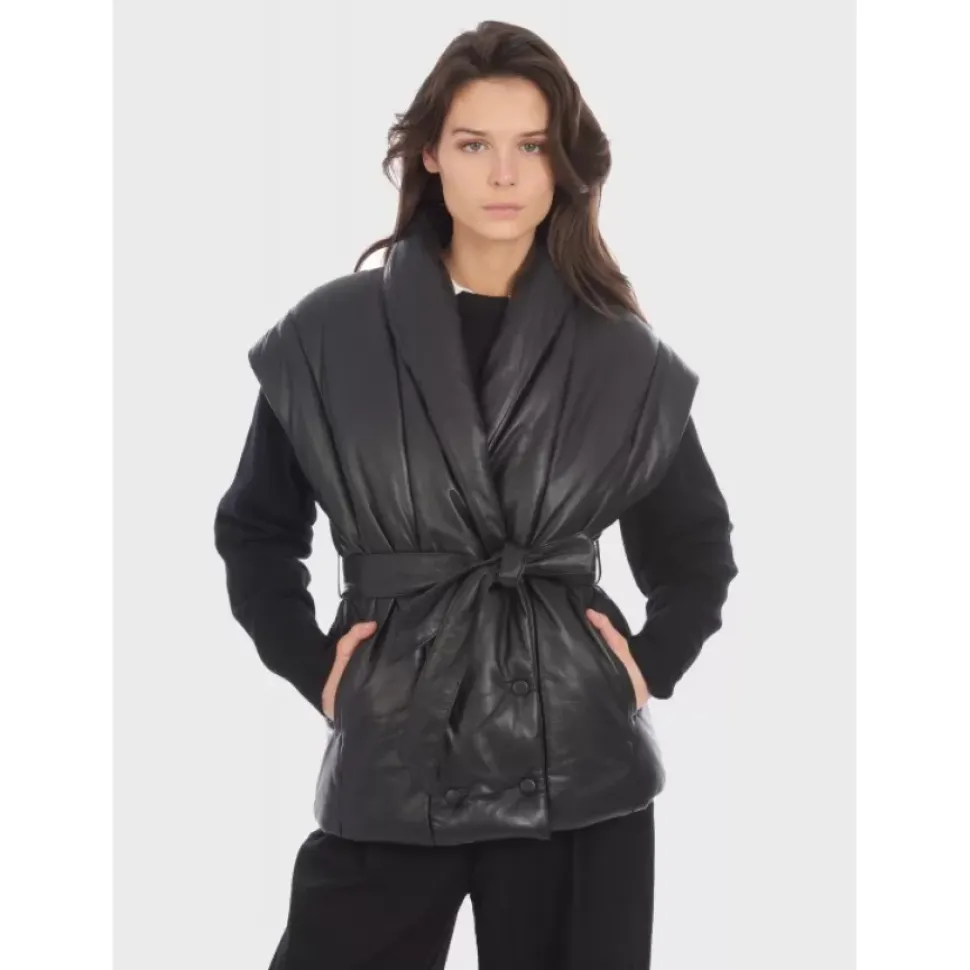 OAKWOOD Gilets^Impulse Noir - Doudoune Courte Sans Manche En Cuir Veritable