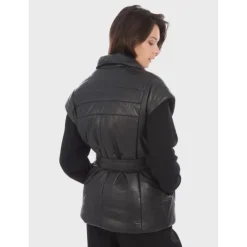 OAKWOOD Gilets^Impulse Noir - Doudoune Courte Sans Manche En Cuir Veritable