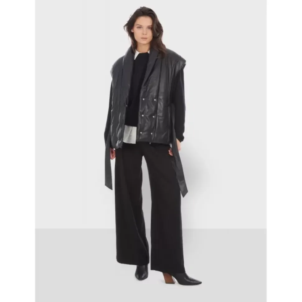 OAKWOOD Gilets^Impulse Noir - Doudoune Courte Sans Manche En Cuir Veritable