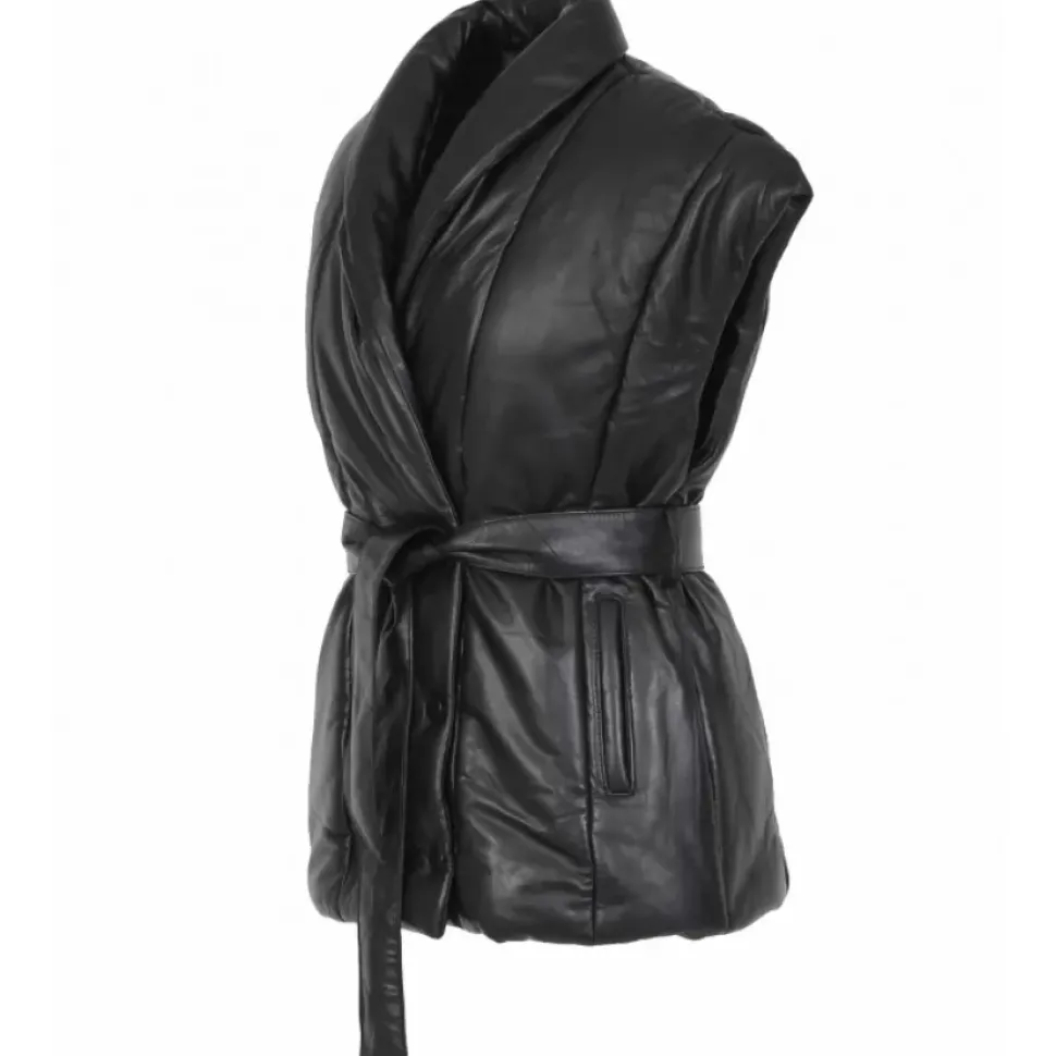 OAKWOOD Gilets^Impulse Noir - Doudoune Courte Sans Manche En Cuir Veritable