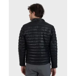 OAKWOOD Doudounes^Julien Noir - Doudoune En Cuir Veritable Avec Col Mao Pressionne