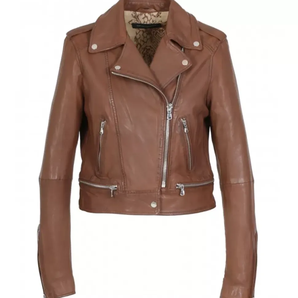 OAKWOOD Blousons^Kyoto Tan - Blouson En Cuir Veritable Effet Lave