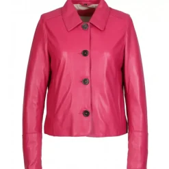OAKWOOD Vestes^Leslie Fushia - Veste Courte Col Chemise En Cuir Veritable