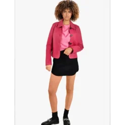 OAKWOOD Vestes^Leslie Fushia - Veste Courte Col Chemise En Cuir Veritable