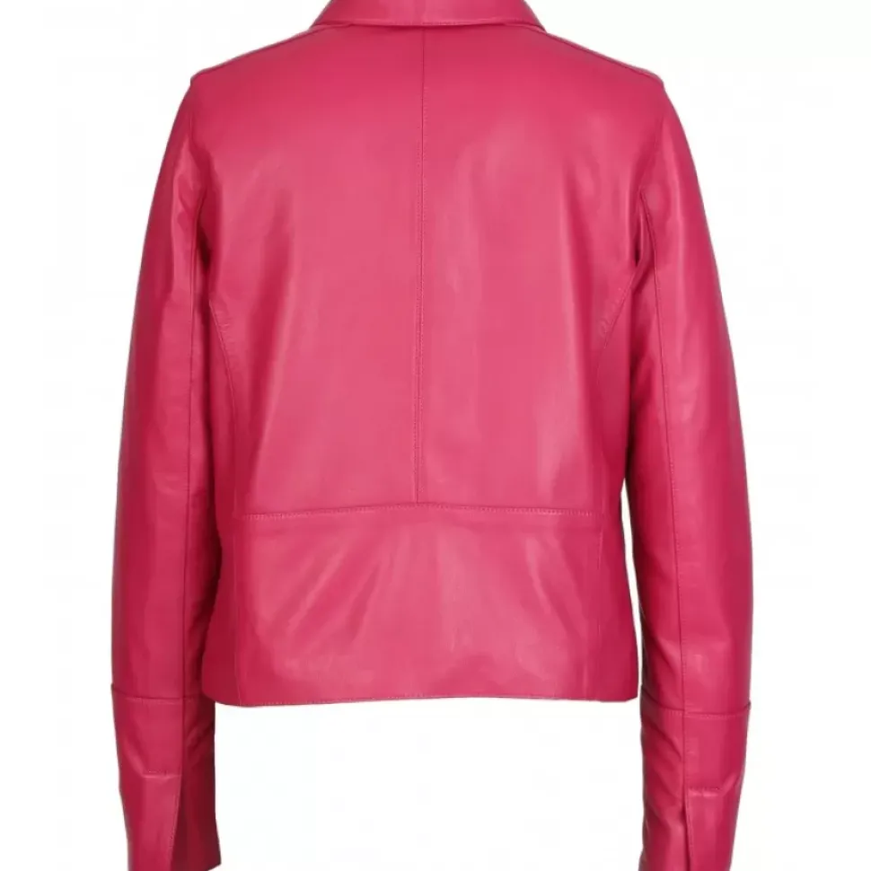 OAKWOOD Vestes^Leslie Fushia - Veste Courte Col Chemise En Cuir Veritable
