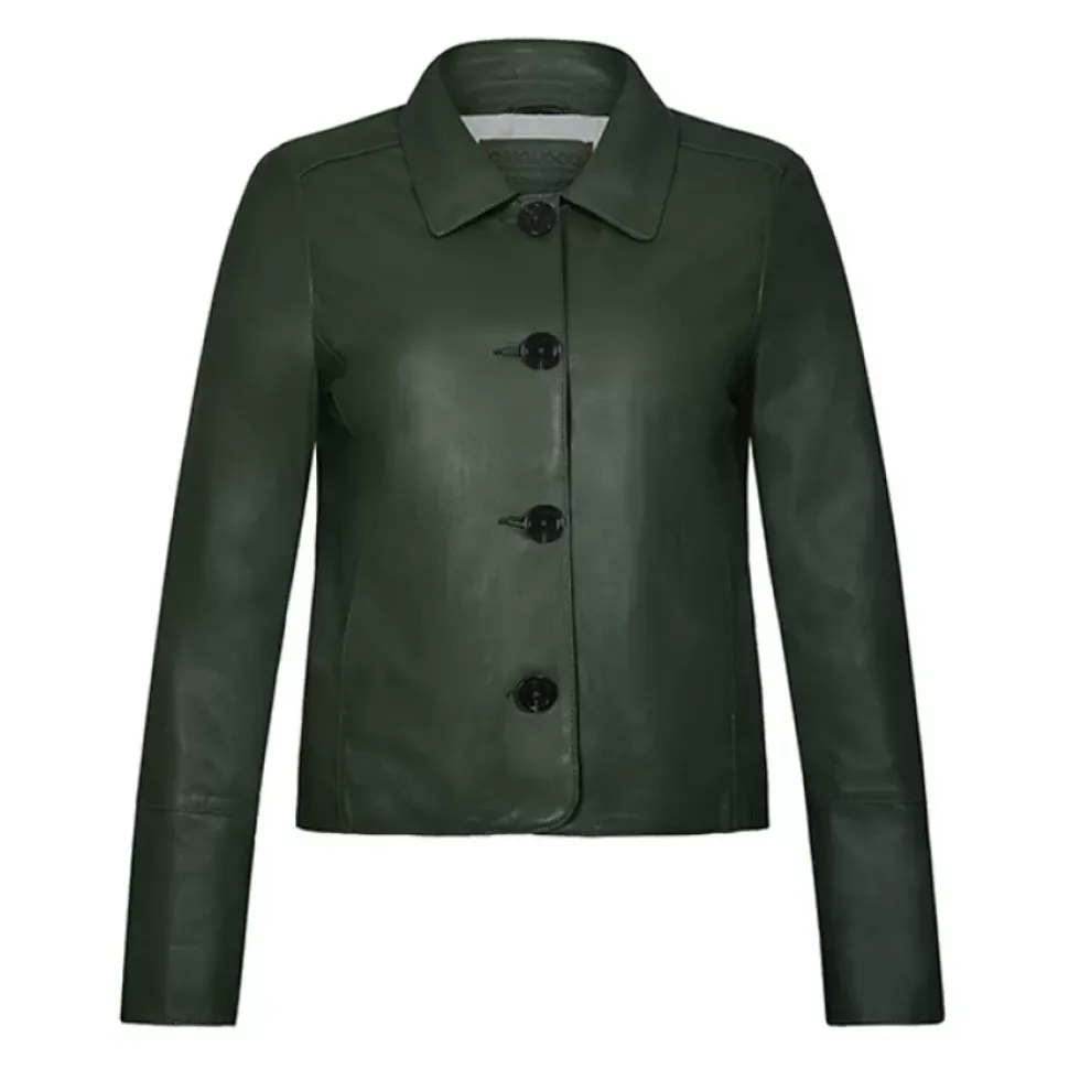 OAKWOOD Vestes^Leslie Kaki - Veste Courte Col Chemise En Cuir Veritable