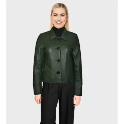OAKWOOD Vestes^Leslie Kaki - Veste Courte Col Chemise En Cuir Veritable