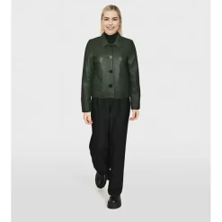OAKWOOD Vestes^Leslie Kaki - Veste Courte Col Chemise En Cuir Veritable