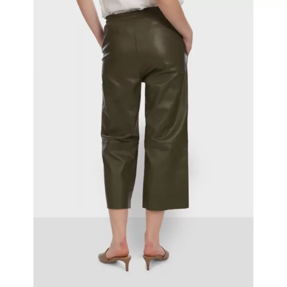 OAKWOOD Pantalons^Loft Kaki - Pantalon Court En Cuir Veritable De Mouton