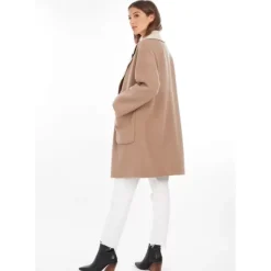 OAKWOOD Manteaux^Magdalena Taupe - Manteau Court Reversible En Laine