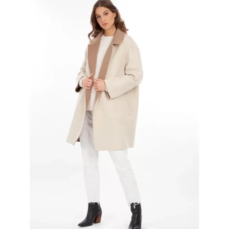 OAKWOOD Manteaux^Magdalena Taupe - Manteau Court Reversible En Laine