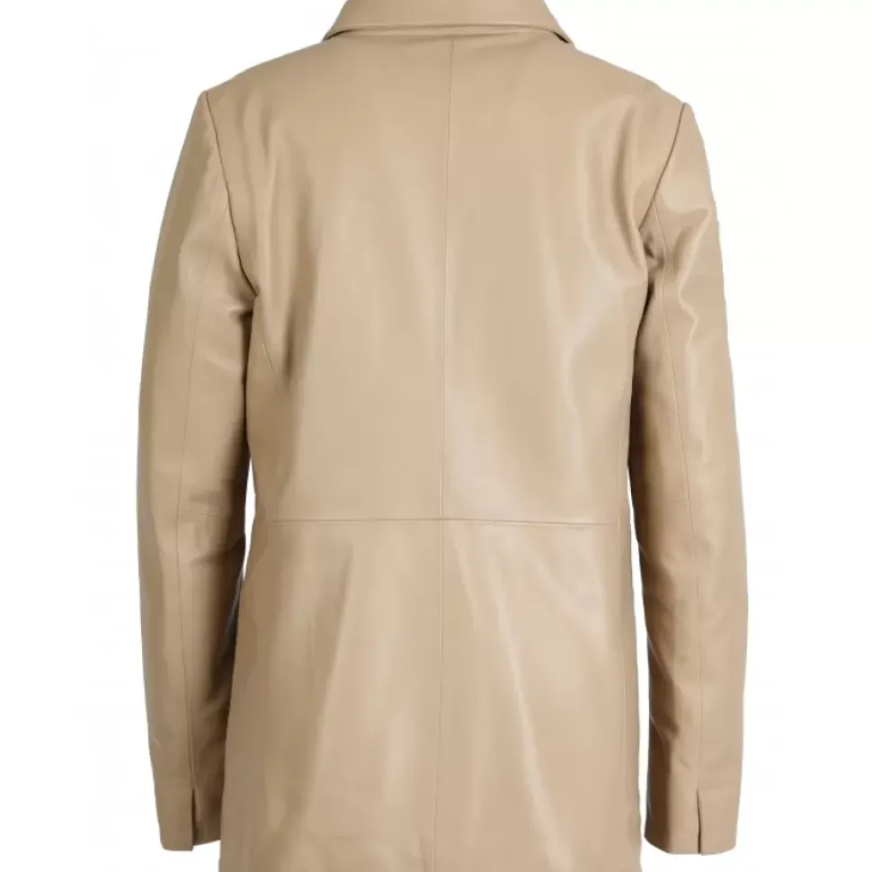 OAKWOOD Vestes^Meg Beige Fonce - Blazer En Cuir Veritable De Mouton