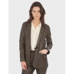 OAKWOOD Vestes^Meg Marron- Blazer En Cuir Veritable De Mouton