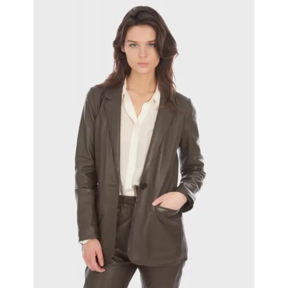 OAKWOOD Vestes^Meg Marron- Blazer En Cuir Veritable De Mouton
