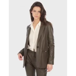 OAKWOOD Vestes^Meg Marron- Blazer En Cuir Veritable De Mouton