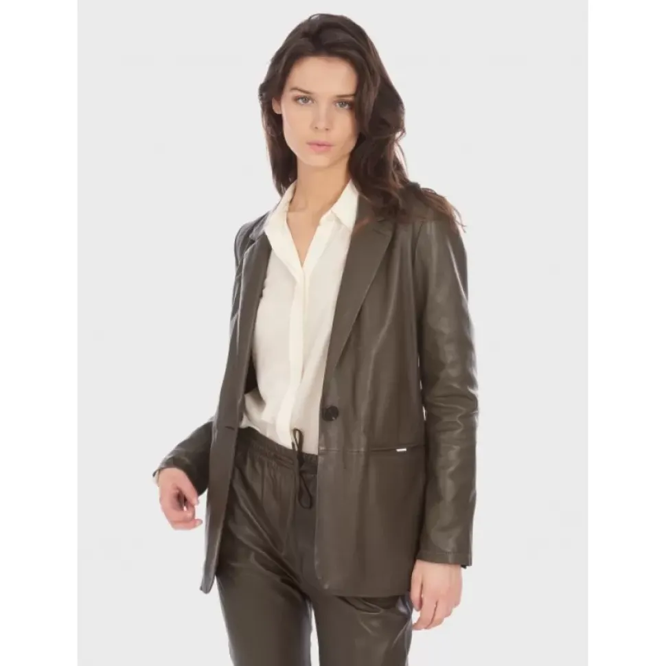OAKWOOD Vestes^Meg Marron- Blazer En Cuir Veritable De Mouton