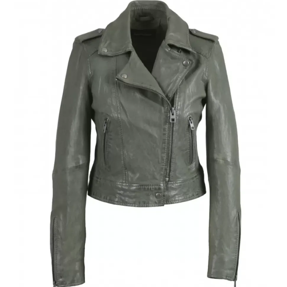 OAKWOOD Blousons^Nikko Amande - Blouson Court En Cuir Veritable Effet Lave