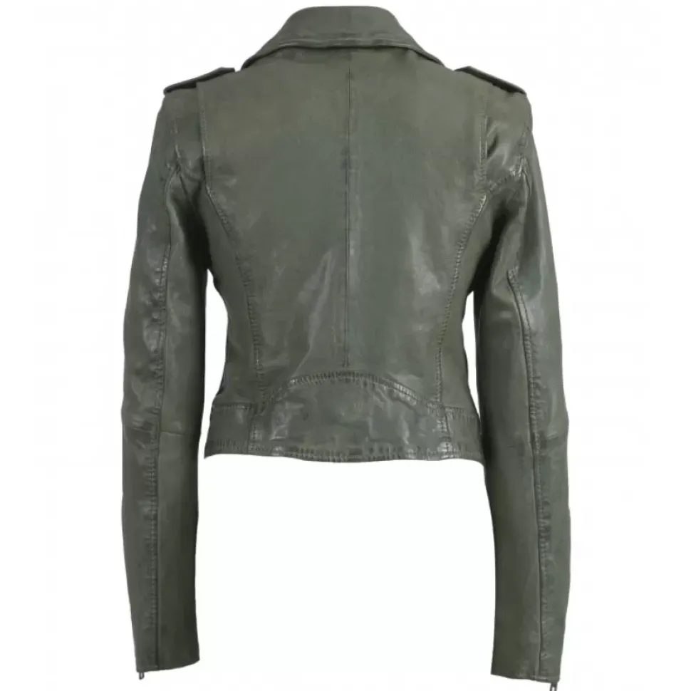 OAKWOOD Blousons^Nikko Amande - Blouson Court En Cuir Veritable Effet Lave