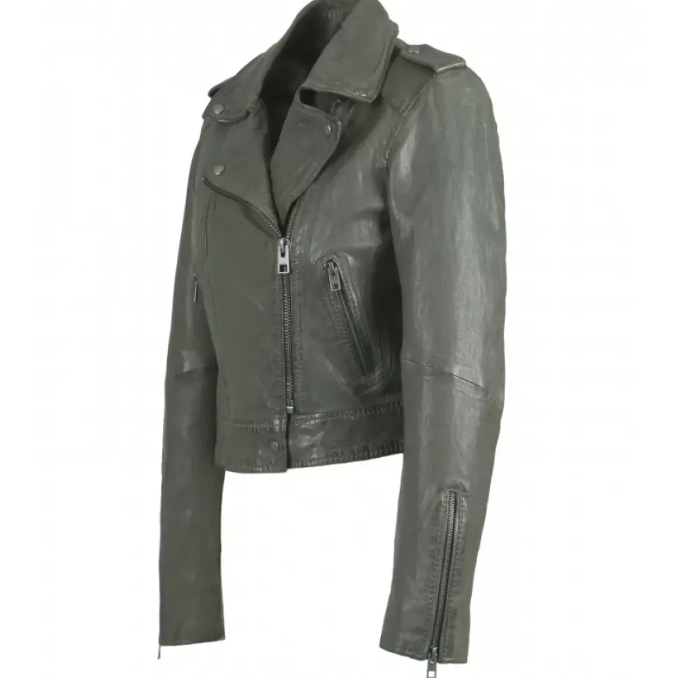 OAKWOOD Blousons^Nikko Amande - Blouson Court En Cuir Veritable Effet Lave