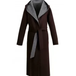 OAKWOOD Manteaux^Positano Bi Marron Fonce/Gris - Manteau Long En Laine A Capuche