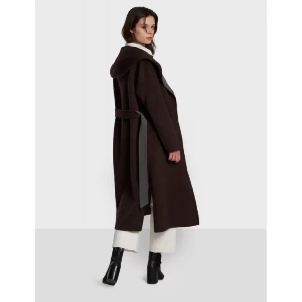 OAKWOOD Manteaux^Positano Bi Marron Fonce/Gris - Manteau Long En Laine A Capuche