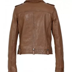 OAKWOOD Blousons^Princess 6 Cognac - Blouson Esprit Biker En Cuir Veritable