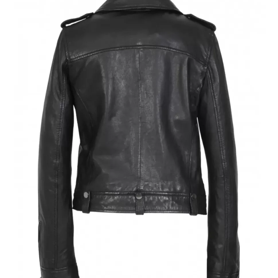 OAKWOOD Blousons^Princess 6 Noir - Blouson Esprit Biker En Cuir Veritable