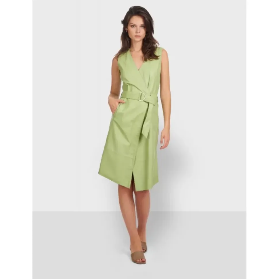 OAKWOOD Robes^Rebecca Vert Clair - Robe Portefeuille En Cuir Veritable
