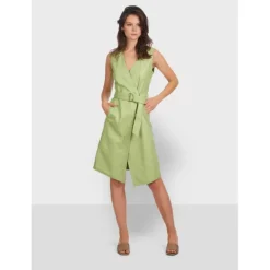 OAKWOOD Robes^Rebecca Vert Clair - Robe Portefeuille En Cuir Veritable