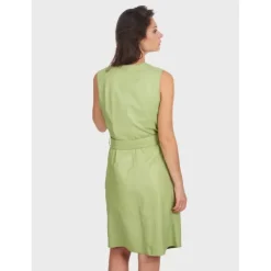 OAKWOOD Robes^Rebecca Vert Clair - Robe Portefeuille En Cuir Veritable