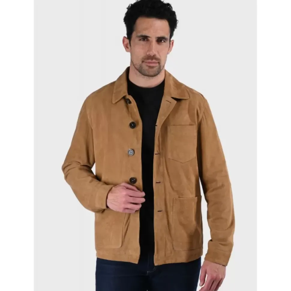 OAKWOOD Vestes^Riccardo Tan - Veste Col Chemise En Cuir Veritable De Chevre Velours