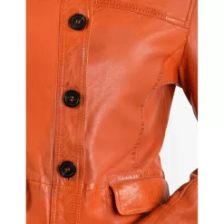 OAKWOOD Vestes^Romana Orange - Veste En Cuir Veritable De Mouton Effet Lave