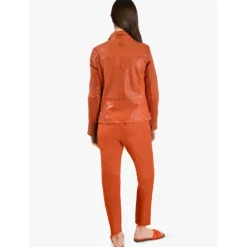 OAKWOOD Vestes^Romana Orange - Veste En Cuir Veritable De Mouton Effet Lave