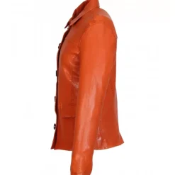 OAKWOOD Vestes^Romana Orange - Veste En Cuir Veritable De Mouton Effet Lave