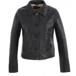 OAKWOOD Vestes^Rosalie Noir - Veste Courte Col Chemise En Cuir Veritable