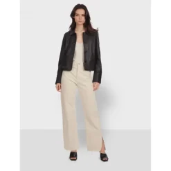 OAKWOOD Vestes^Rosalie Noir - Veste Courte Col Chemise En Cuir Veritable