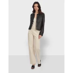 OAKWOOD Vestes^Rosalie Noir - Veste Courte Col Chemise En Cuir Veritable