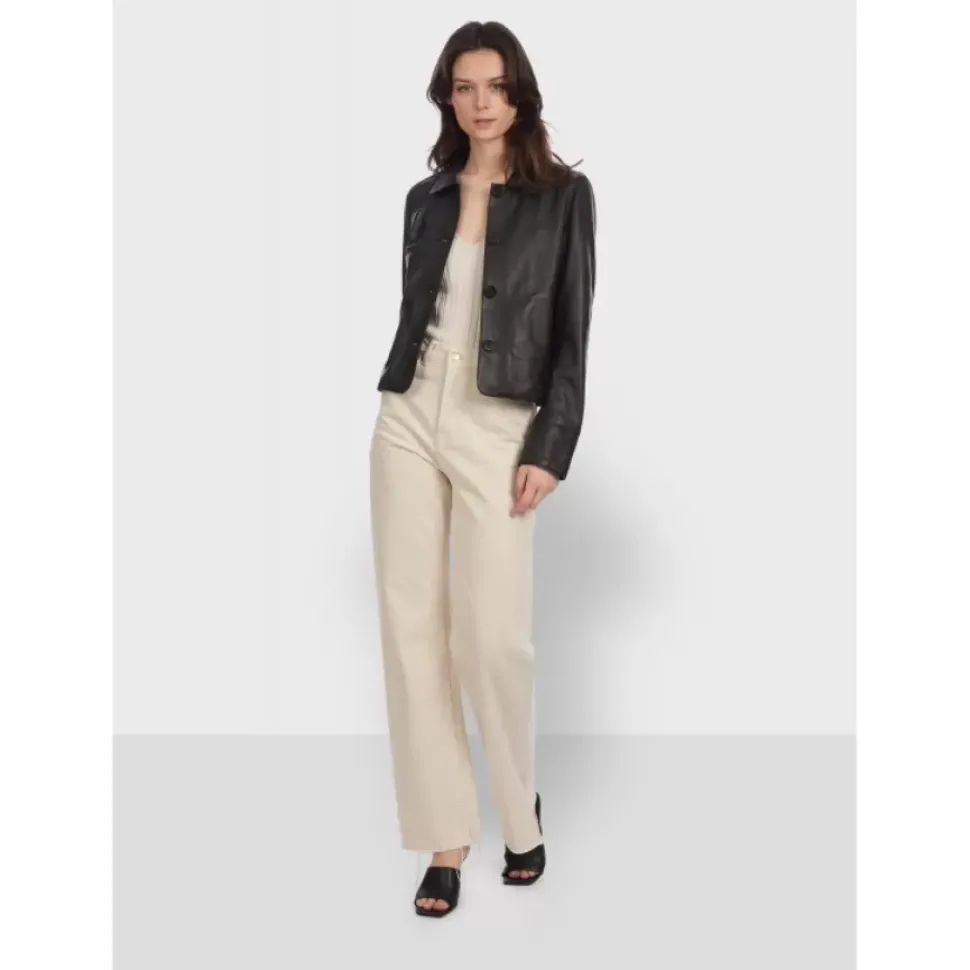 OAKWOOD Vestes^Rosalie Noir - Veste Courte Col Chemise En Cuir Veritable