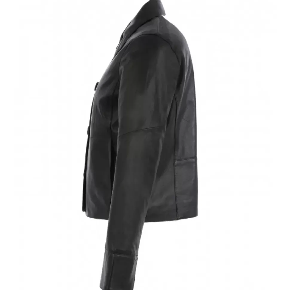OAKWOOD Vestes^Rosalie Noir - Veste Courte Col Chemise En Cuir Veritable