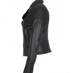 OAKWOOD Blousons^Sasha 6 Noir - Blouson Inspiration Motard En Cuir Veritable