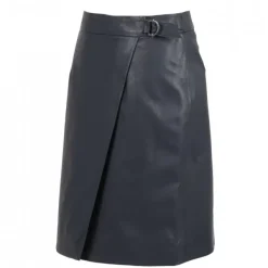 OAKWOOD Jupes Et Shorts^Silvia Petrole - Jupe Portefeuille En Cuir Veritable